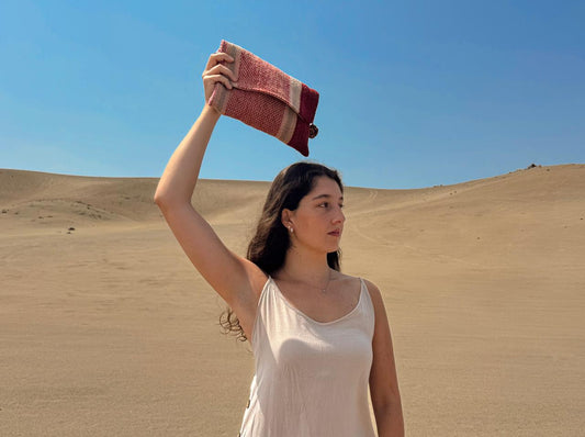 Cartera Clutch Puno Rosada